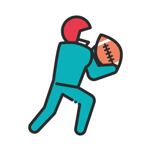 Joueur Avec Ballon Football Américain Icône Isolée — Image vectorielle