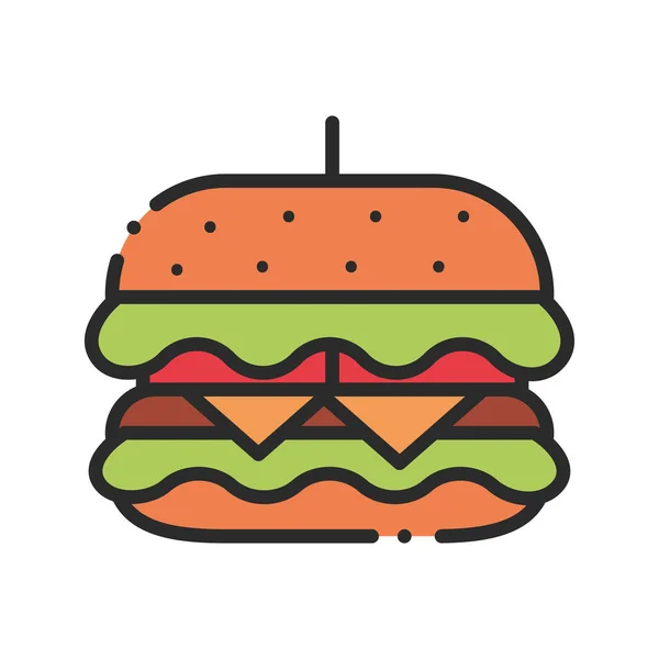 Burger Fast Food Απομονωμένο Εικονίδιο — Διανυσματικό Αρχείο