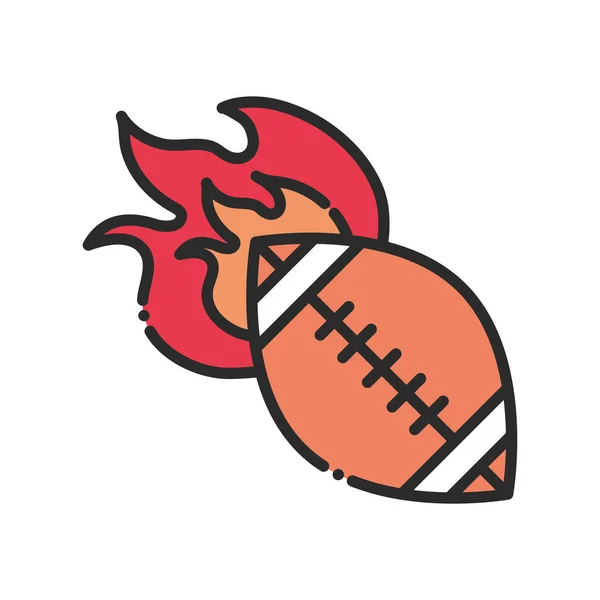 Flaming Ball American Football Isolated Icon — Stock Vector