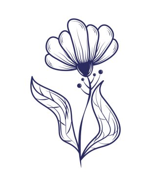 çiçek ve yapraklar karalama ikonu izole