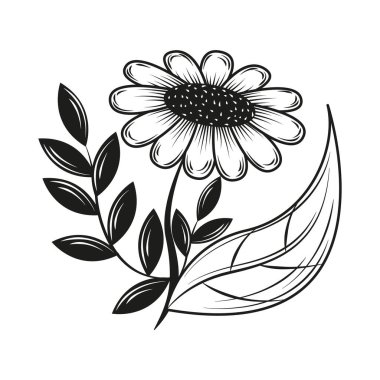 çiçek flora minimalist dövme izole ikon