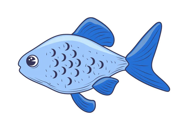 Pescado Azul Animal Aislado Icono — Archivo Imágenes Vectoriales