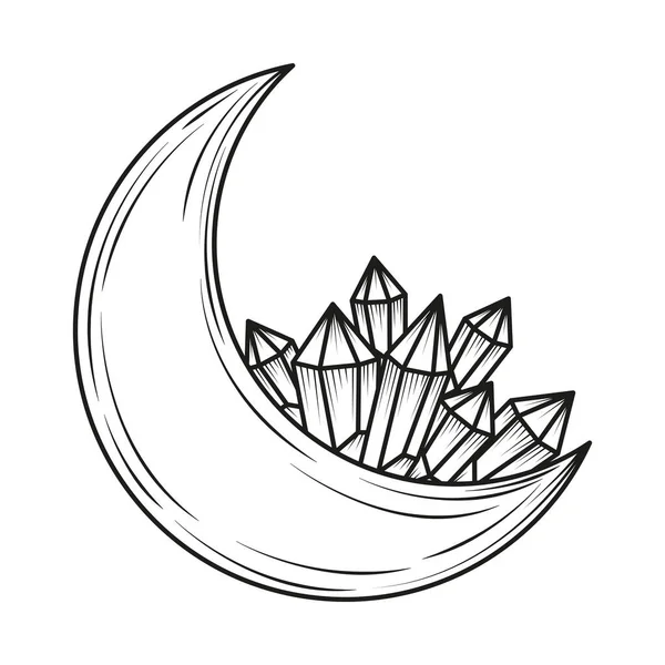 Lune Tatouage Minimaliste Icône Isolée — Image vectorielle
