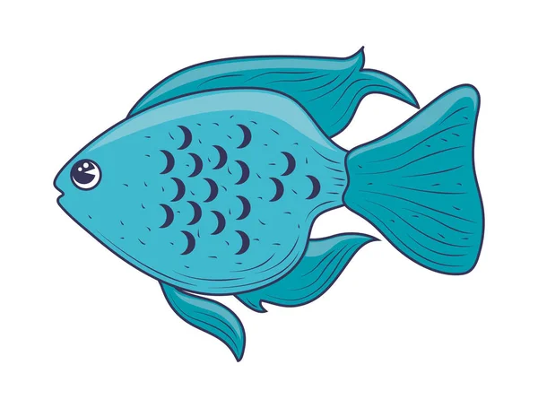 Ikona Odizolowanych Zwierząt Zielonych Ryb — Wektor stockowy