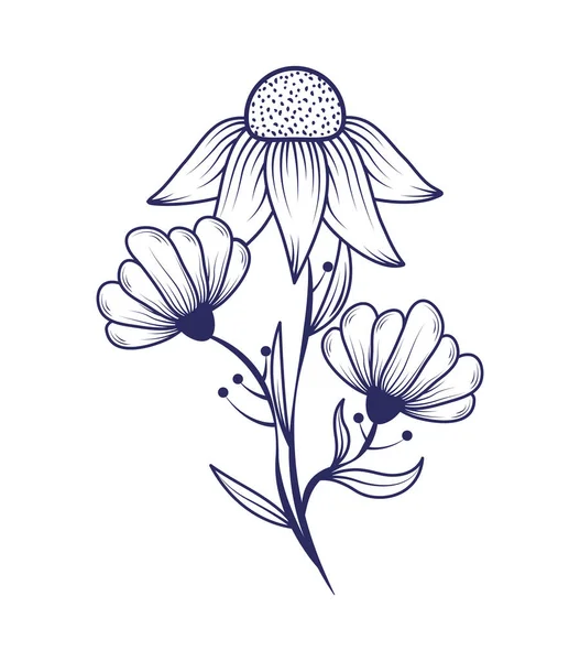 Květiny Čmáranice Ploché Izolované Ikony — Stockový vektor