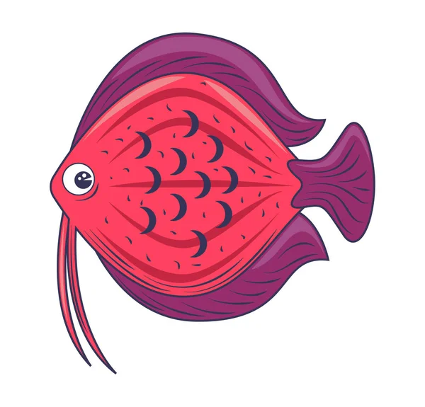 Exotisk Fisk Djur Isolerad Ikon — Stock vektor