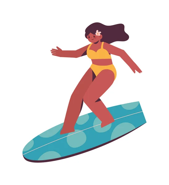 Mujer Icono Tabla Surf Aislado — Vector de stock
