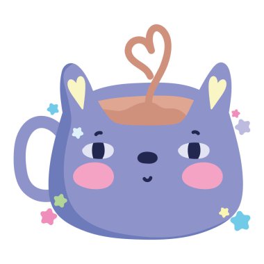 Kawaii kahve bardağı ikonu izole edildi