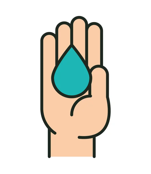 stock vector hand with water drop ecology icon isolated