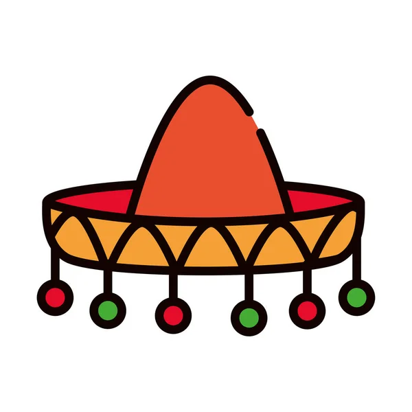 Chapeau Mexicain Icône Design Isolé — Image vectorielle