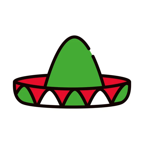 Mexická Tradiční Klobouk Ikona Izolované — Stockový vektor