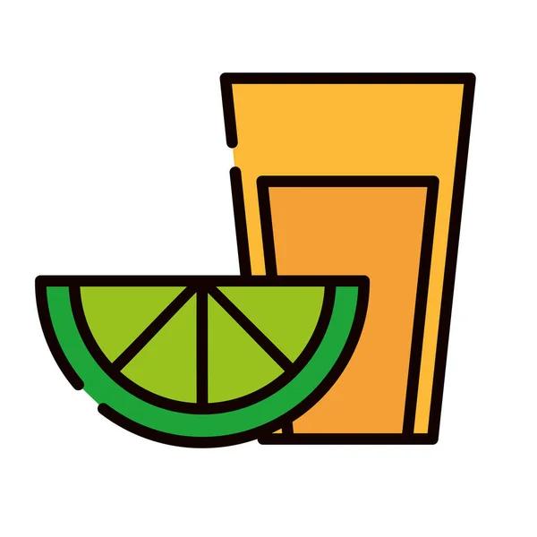 Tequila Drink Und Zitronen Ikone Isoliert — Stockvektor