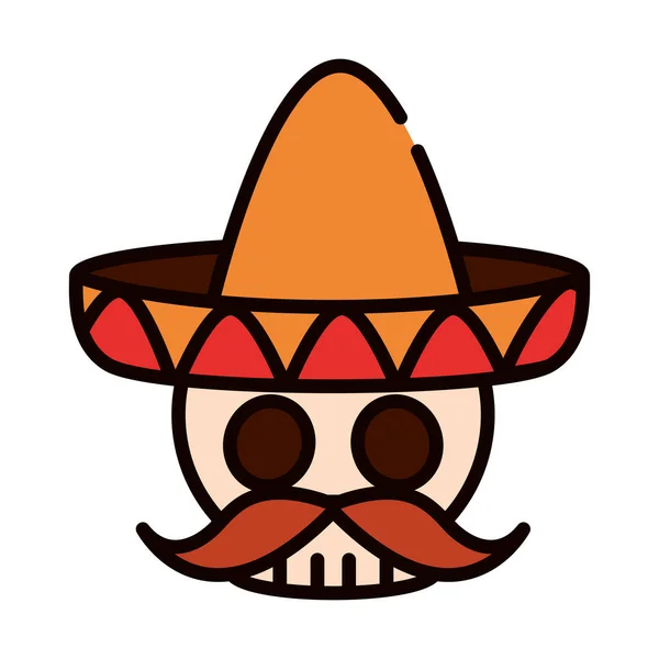 Icono Del Cráneo Mexicano Diseño Aislado — Vector de stock