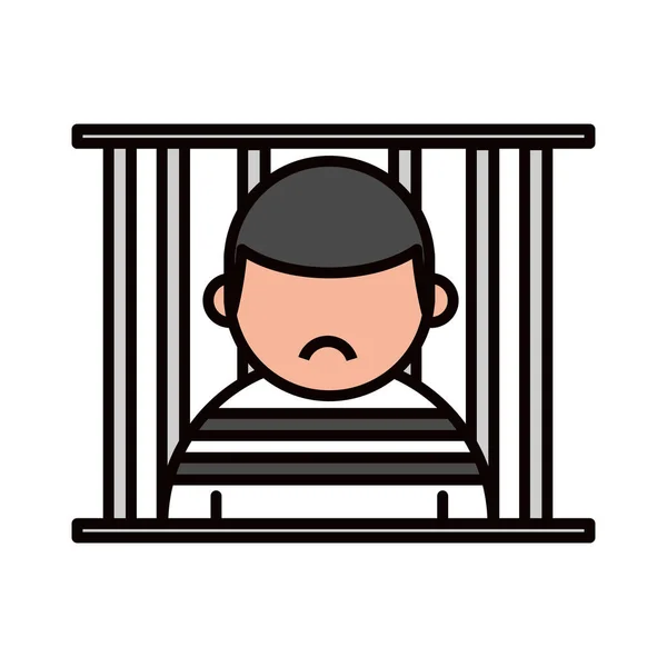 刑務所のアイコンに隔離された囚人 — ストックベクタ