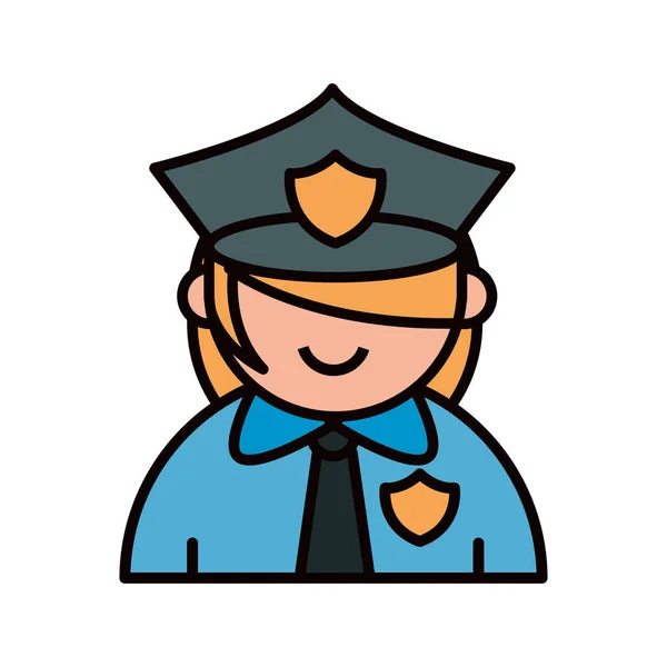Policeman Character Cartoon Icon Isolated — Stock Vector
