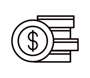 Bozuk para yığını para hattı simgesi izole