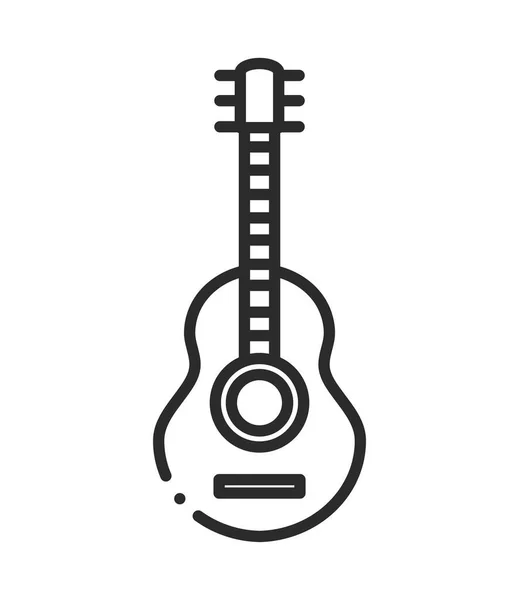 Gitar Müzik Enstrümanı Satırı Izole Edilmiş Simge — Stok Vektör