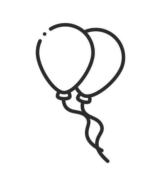Ballons Célébration Ligne Icône Isolée — Image vectorielle