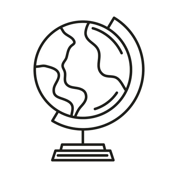 Globe Carte Ligne Icône Isolée — Image vectorielle