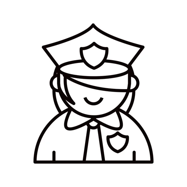 Polițist Personaj Desene Animate Linie Icon Izolat — Vector de stoc
