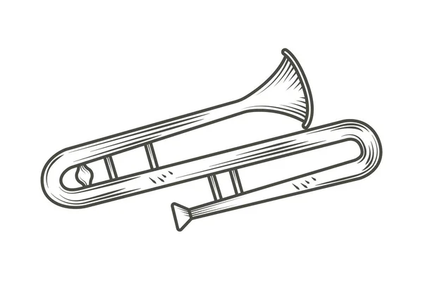 Trombon Müzik Aleti Simgesi Izole Edildi — Stok Vektör