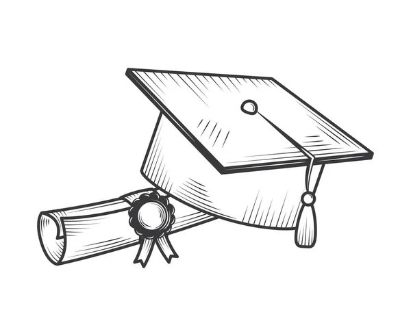 隔离毕业帽和证书图标 — 图库矢量图片