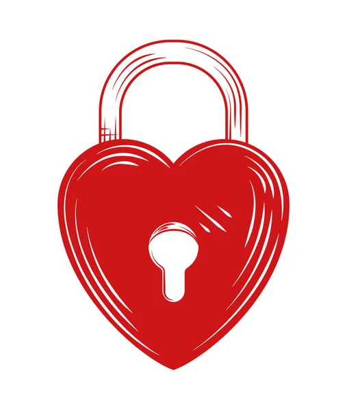 Padlock Love Doodle Icon Isolated — Stock Vector