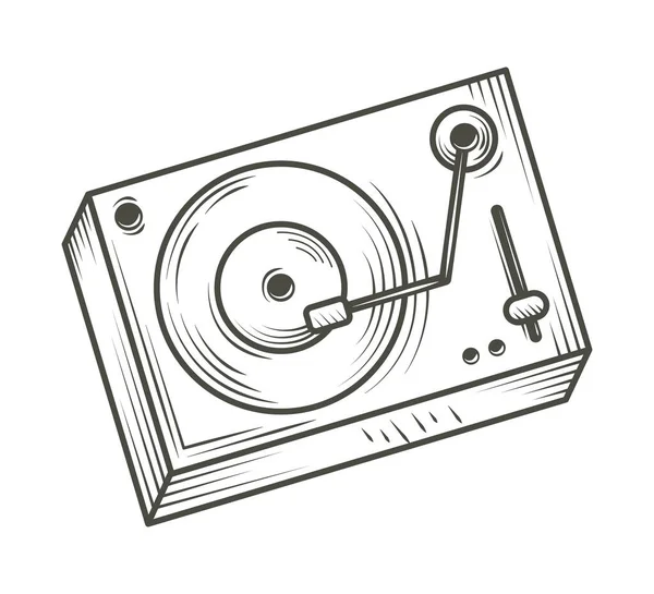 Ikon Musik Vinyl Turntable Terisolasi - Stok Vektor