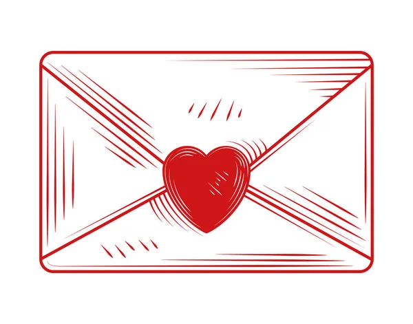 Mail Love Doodle Icon Isolated — 图库矢量图片