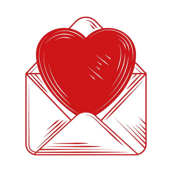Carta Amor Doodle Ícone Isolado —  Vetores de Stock