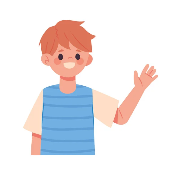 Happy Boy Character Icon Isolated — Stock Vector