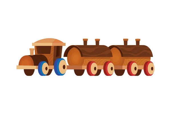 Eisenbahn Holzspielzeug Ikone Isoliert — Stockvektor