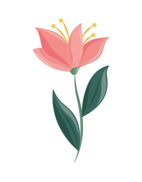 Розовый Цветок Весной Икона Изолированный Стиль — стоковый вектор