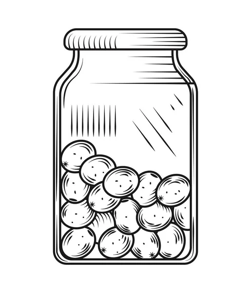 stock vector jar with olives icon isolated