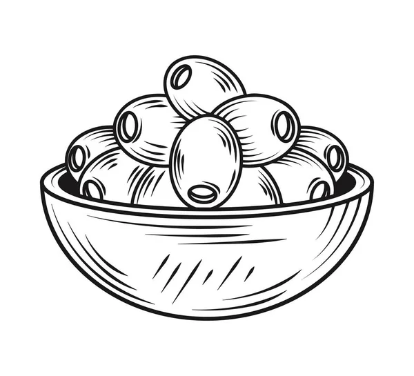 Olives Bowl Icon Isolated — Stock Vector