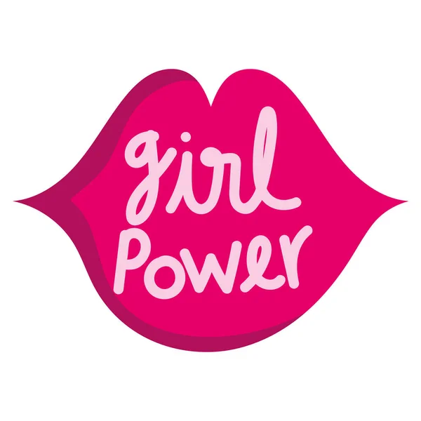 Kekuatan Gadis Ikon Bibir Perempuan Terisolasi - Stok Vektor