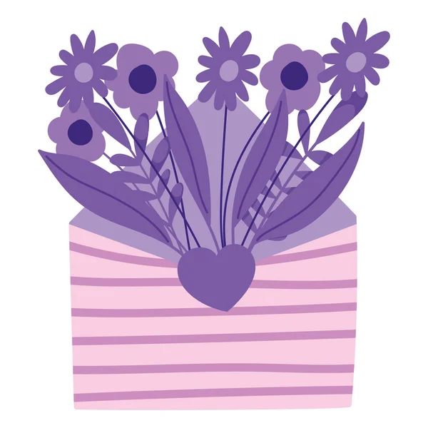 Blumen Einem Umschlag Nachricht Symbol — Stockvektor