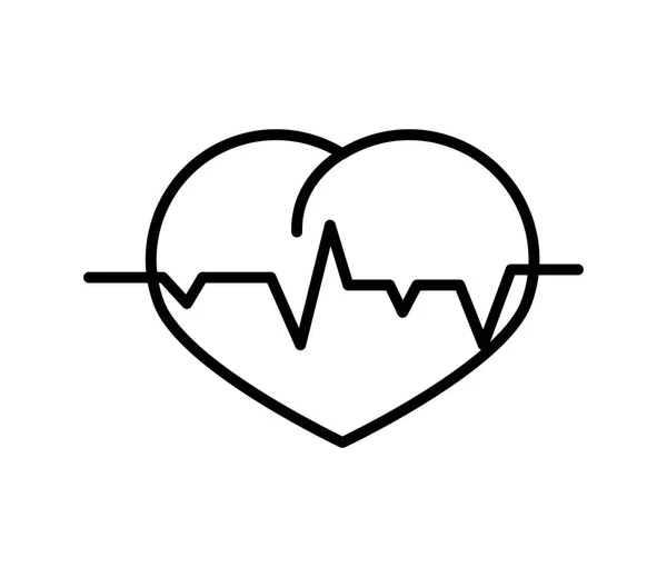 Batimento Cardíaco Símbolo Linha Pulsante Ícone Isolado — Vetor de Stock