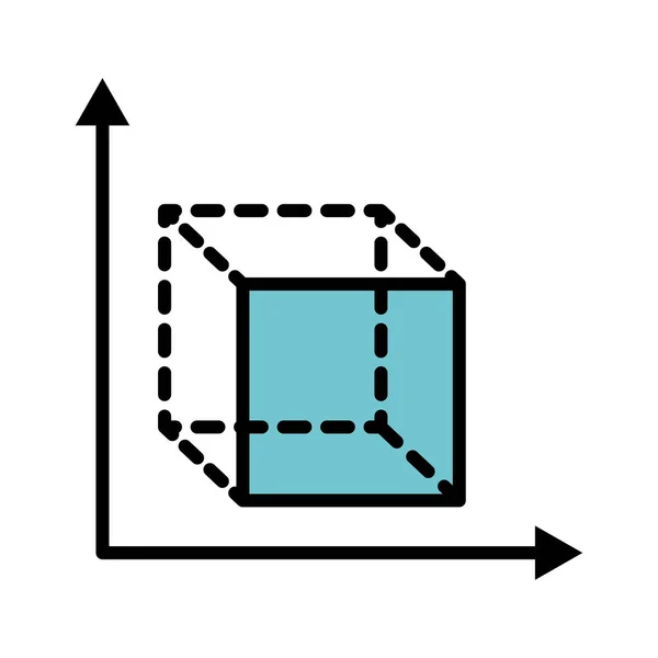 Geometria Cubo Icona Matematica Isolato — Vettoriale Stock