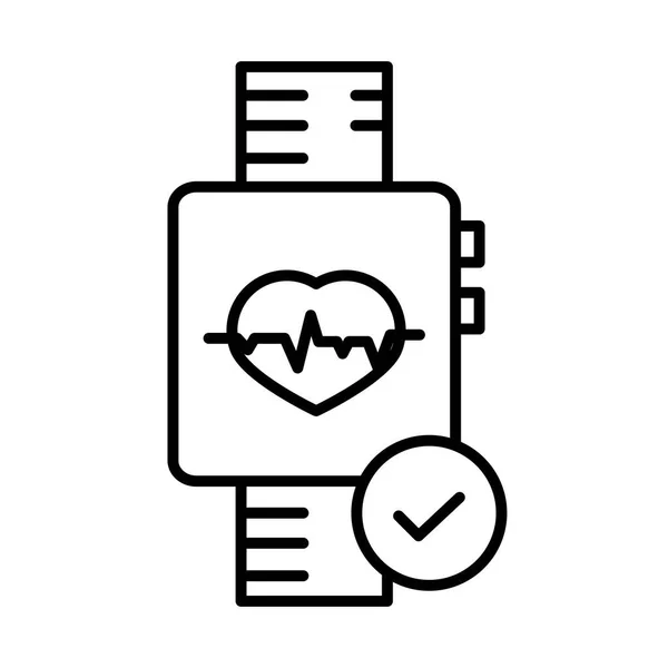 Smart Watch Pulse Heart Line Isolated Icon — Stock Vector