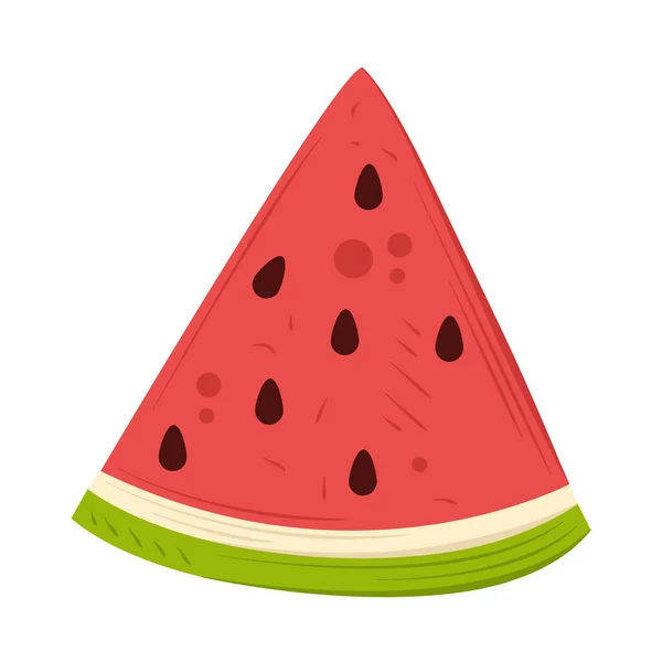Juicy Watermelon Slice Refreshment Icon Isolated — Vector de stock