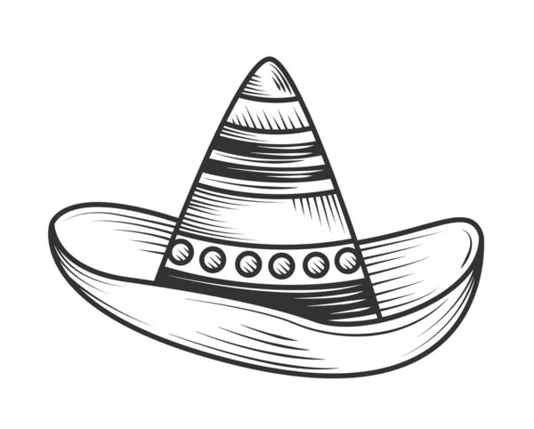 Mexicaine Icône Chapeau Traditionnel Isolé — Image vectorielle