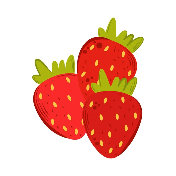 Frische Reife Erdbeere Symbol Isoliert — Stockvektor