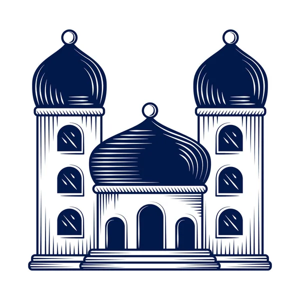 Arabic Religious Ancient Mosque Icon Isolated — Stock Vector