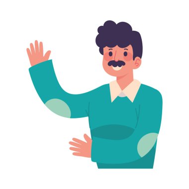 Neşeli erkek karakter ikonu izole edildi