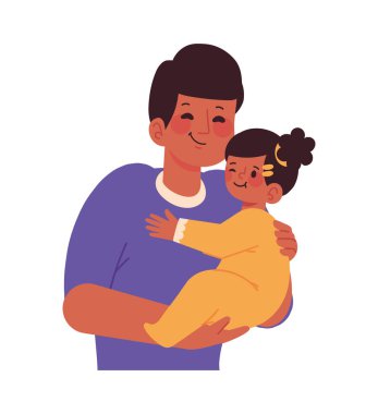 Babalar günü, baba kızını kucaklıyor.