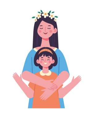 Anneler ve kızlar, anneler günü ikonu izole edildi