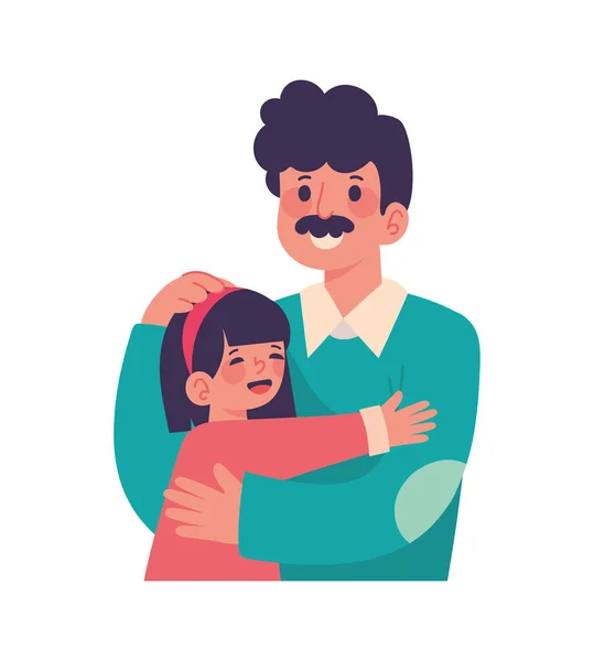 Μια Ευτυχισμένη Οικογένεια Αγκαλιάζει Αγάπη Και Χαρά Την Εικόνα Απομονωμένη — Διανυσματικό Αρχείο