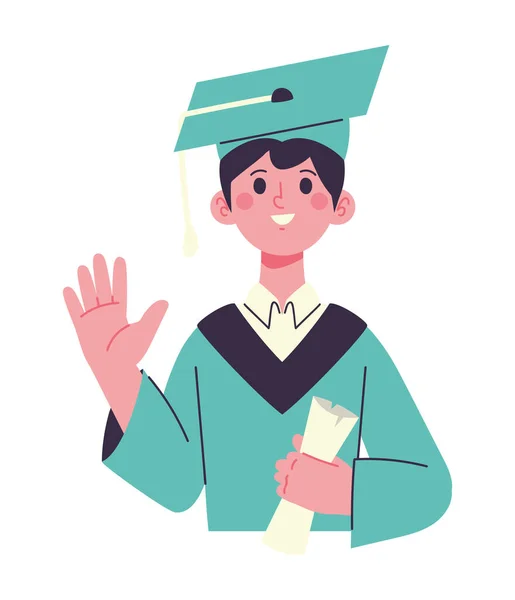 Graduação Estudante Com Ícone Diploma Isolado — Vetor de Stock