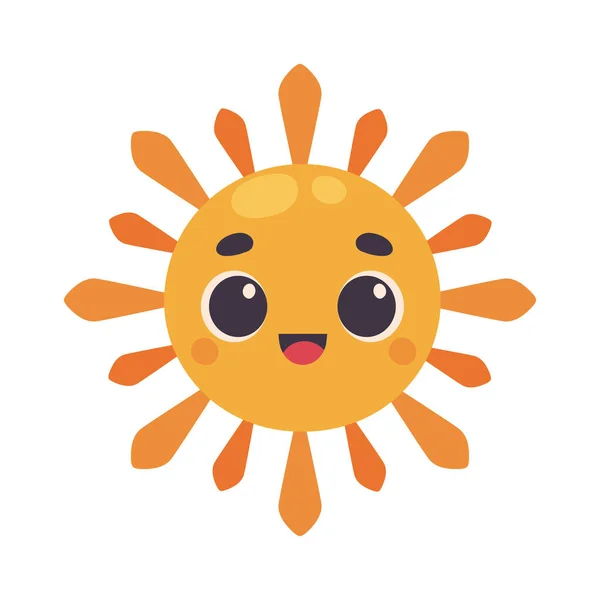 Cute Cartoon Mascot Smiling Sunny Weather Icon Isolated — Stock Vector